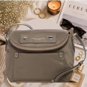 Marc Jacobs Nylon Natasha Crossbody Bag Olive Taupe Gold Hardware 10"x11"x4"